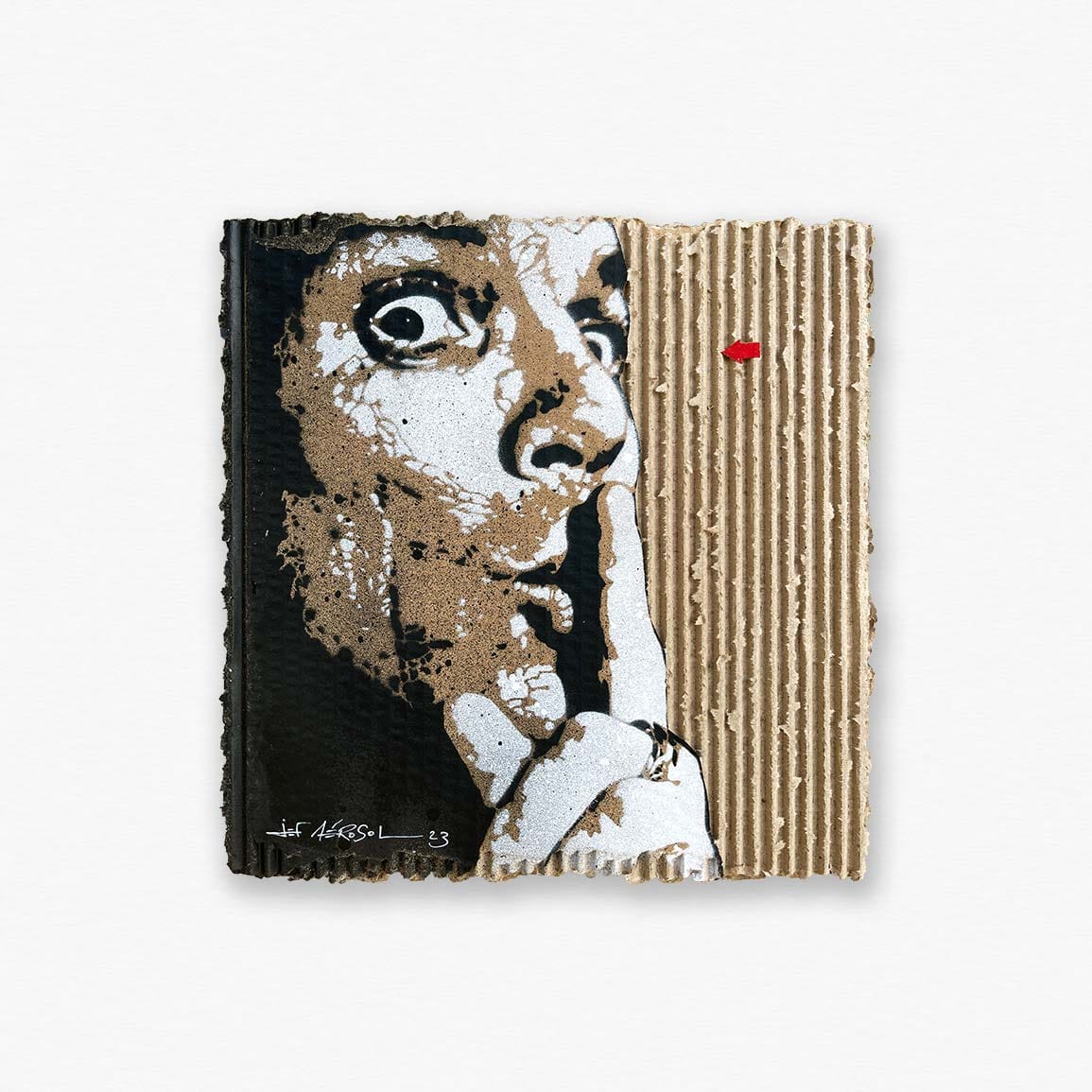 Pochoir Chut de Jef Aérosol. Autoportrait visible à Paris Centre Georges Pompidou.