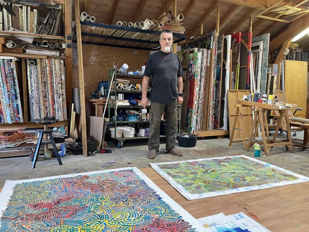 Vue de l'atelier de Franc cavadore artiste contemporain