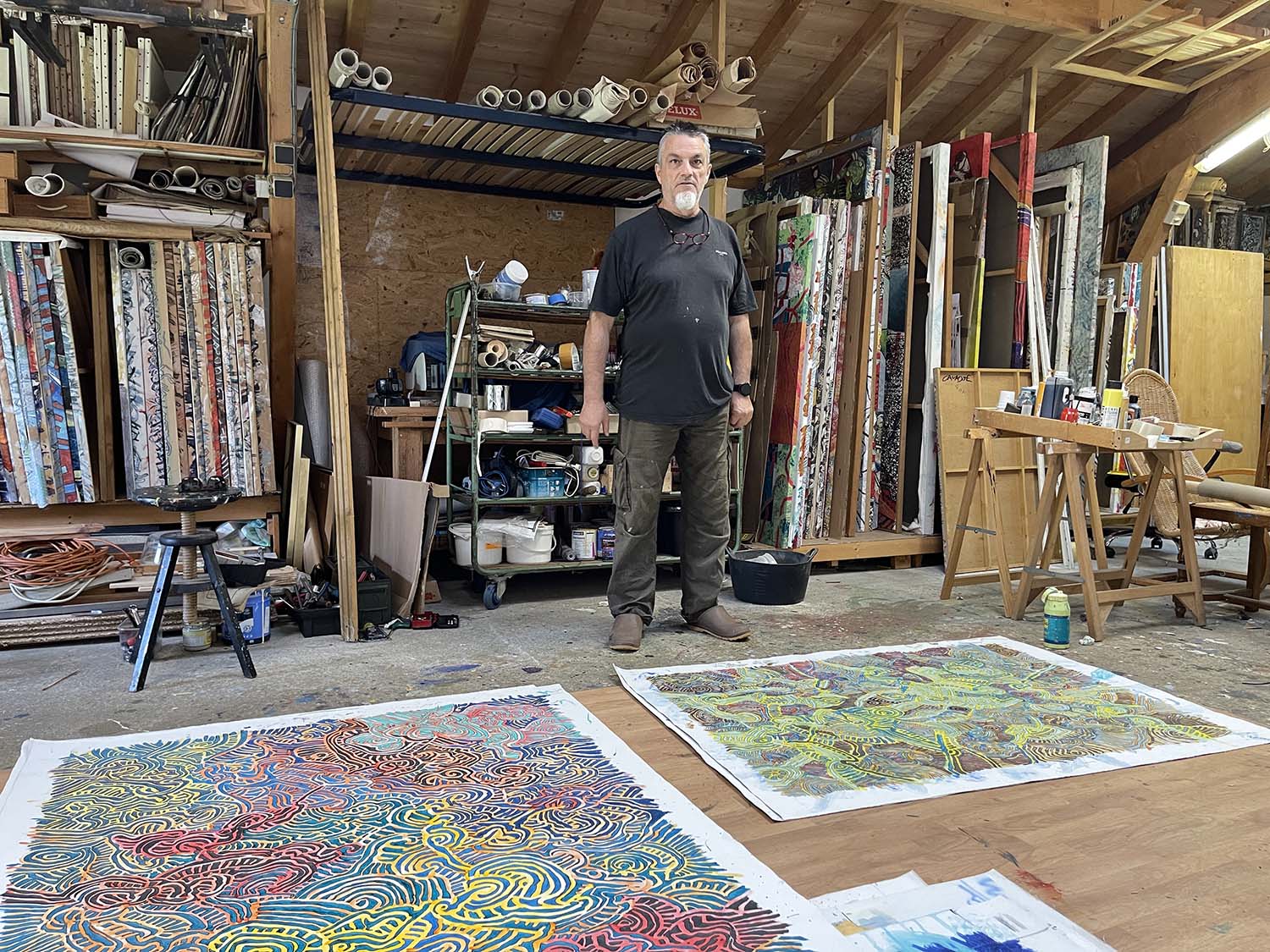 Vue de l'atelier de Franc cavadore artiste contemporain