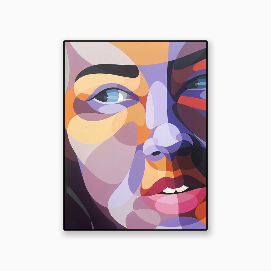 Oeuvre d'Alber. Portrait coloré de femme.