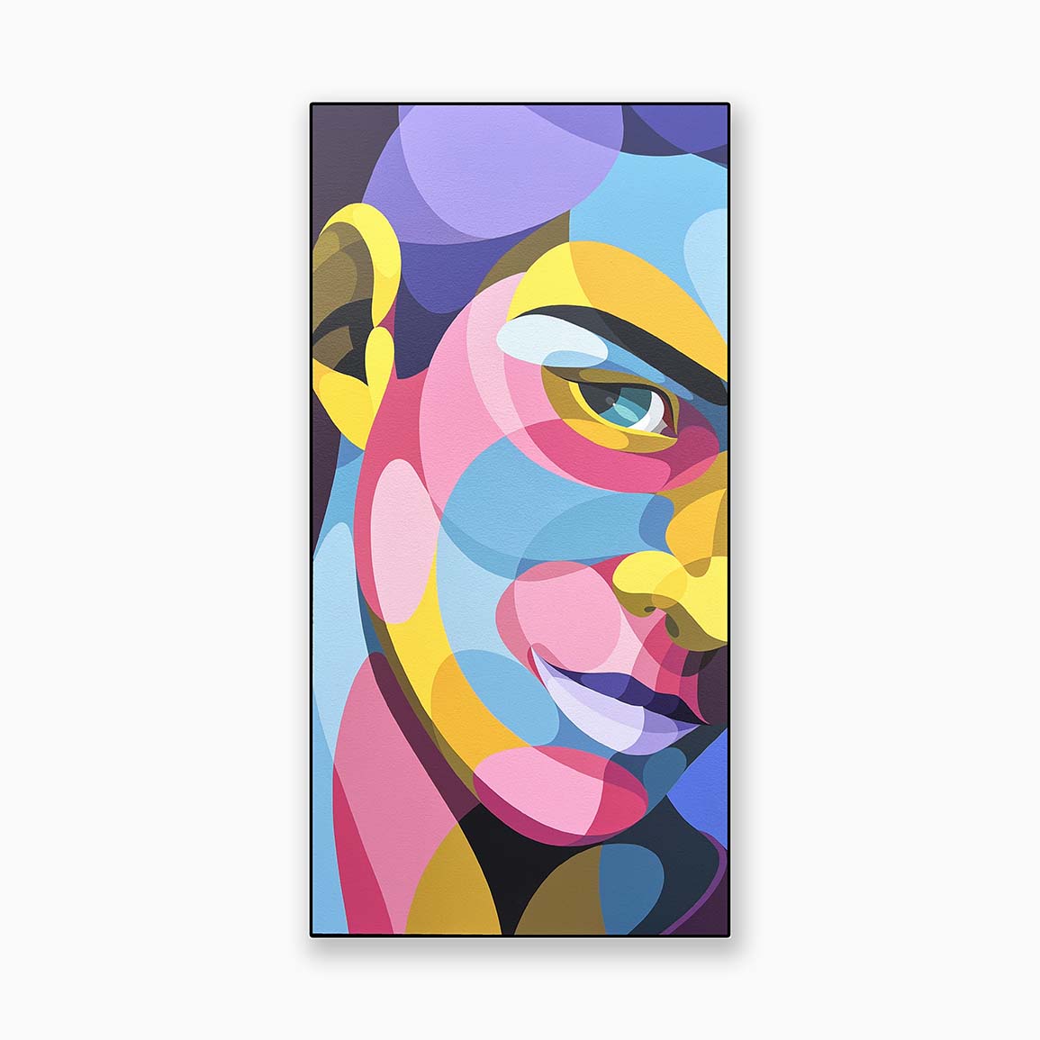 Tableau de l'artiste bordelais Alber. Art contemporain et street art Bordeaux, Paris, Biarritz. Visage en couleurs