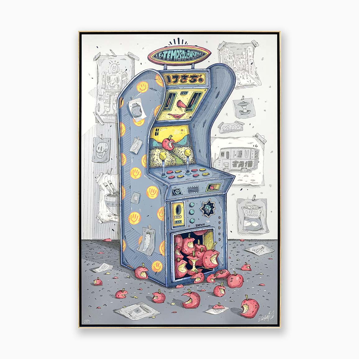 Tableau de Kesadi représentant une borne d'arcade de jeux au Japon. Art contemporain, art urbain Paris