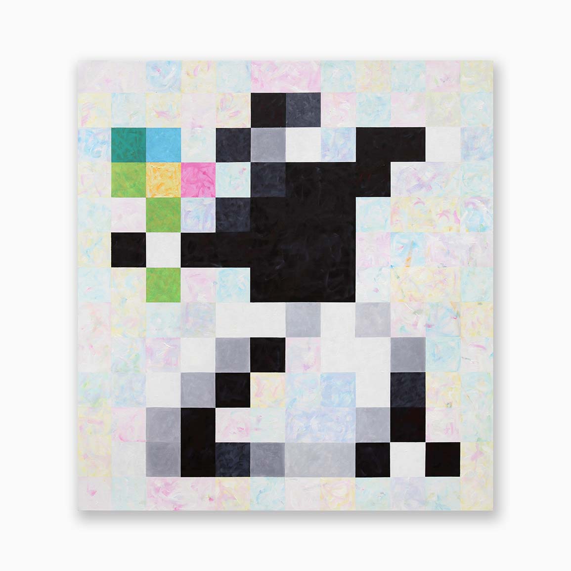 Banksy le jeteur de fleurs en pixel art par Speedy Graphito