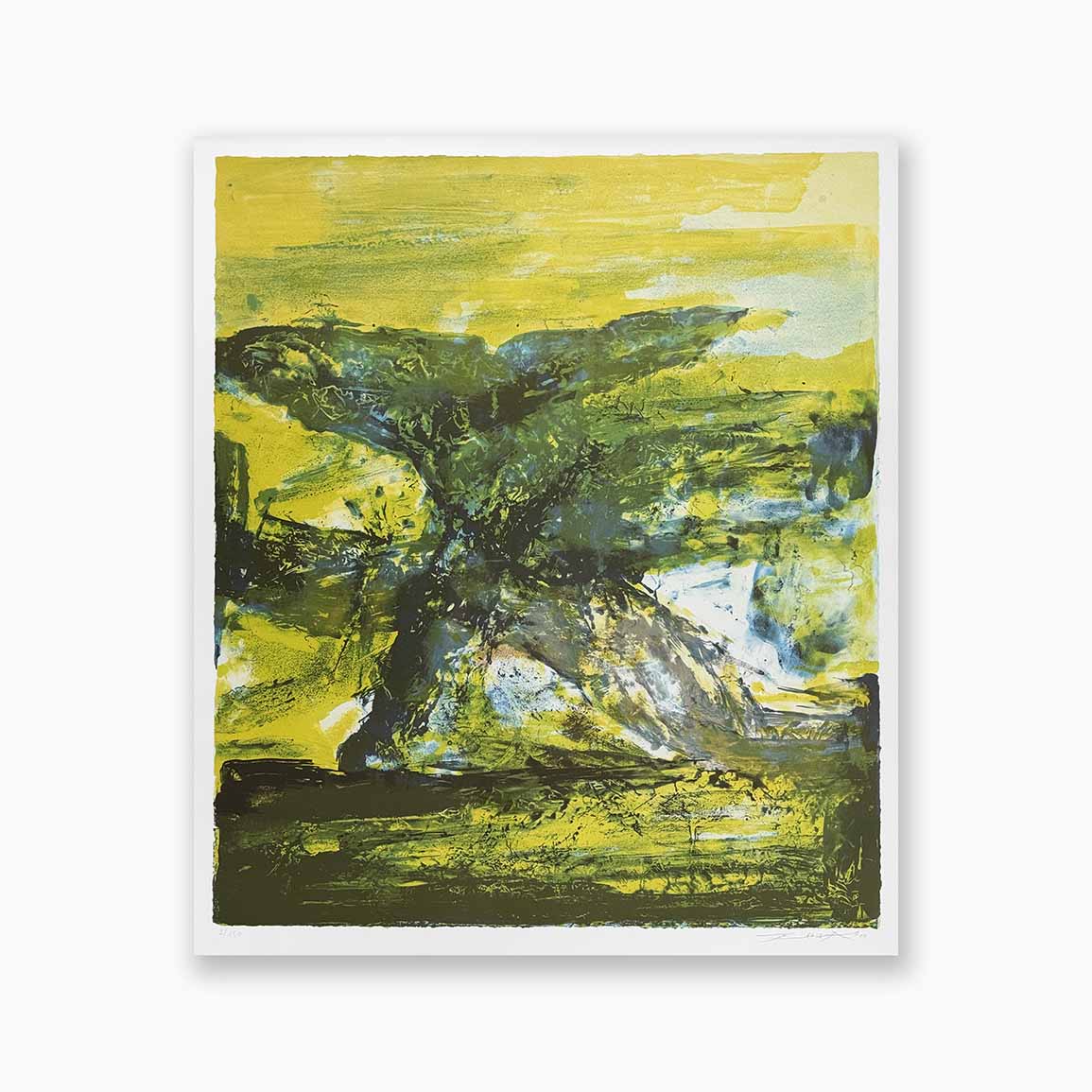 Oeuvre lithographie de Zao Wou-Ki en vente à la galerie. Quatre saisons, couleur jaune